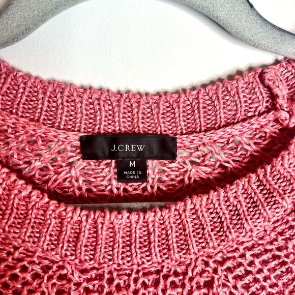 J. Crew Relaxed Fit Linen Beach Sweater Open-Knit in Rose 100% Linen Oversized M - Picture 2 of 5